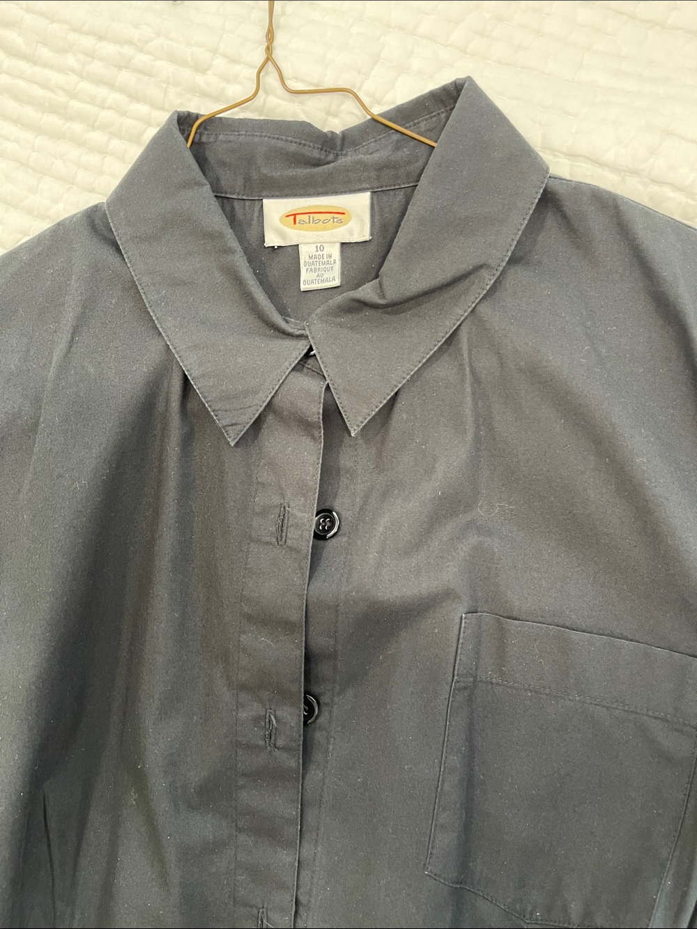 Talbots Black Casual Shirt dress- 3/4 length sleeves- Midi- Vintage